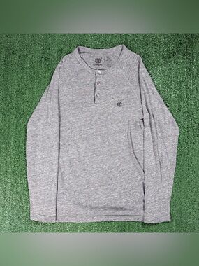 Y2K Element Henley Long Sleeve Shirt Size Medium Gray Cotton